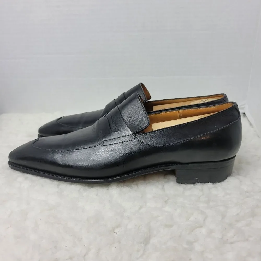 J.M. Weston Men's Penny Loafer Size 9 D Black Leather Pointed Toe Shoes